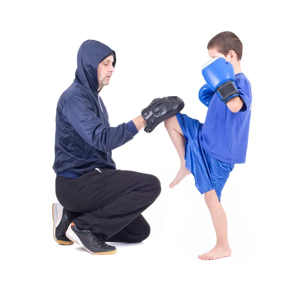 Kickboxing niños con instructor —  Fotos de Stock