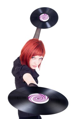 Vinil disko kız