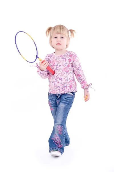 Child with racket — Stock Photo, Image