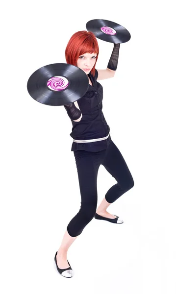 Vinyl Disco Girl — Stock Photo, Image