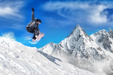 Extreme snowboarding man clipart