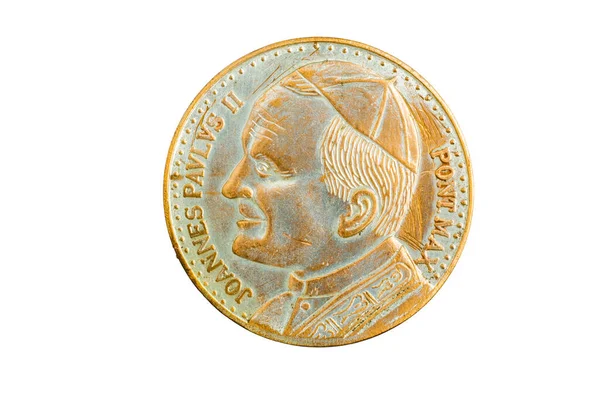 Moneda Medalla Con Papa Juan Pablo Segundo —  Fotos de Stock