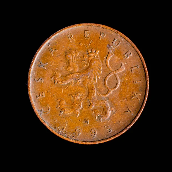 Десять Чешских Крон Монеты Черном Фоне — стоковое фото