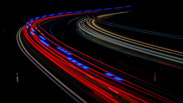 Lichter Von Autos Mit Nacht — Stockfoto