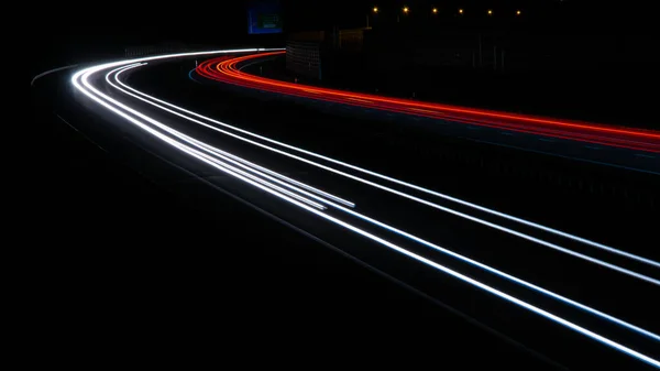Night Road Lights Lights Moving Cars Night Long Exposure Multicolored — Stock Photo, Image