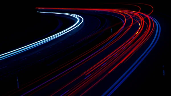 Luces Coches Con Noche — Foto de Stock