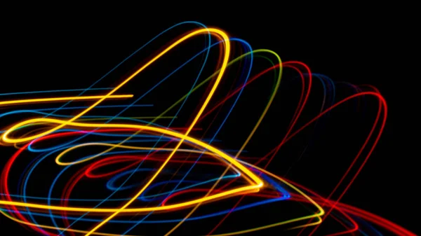 Siyah Arkaplanda Renkli Işık Çizgileri — Stok fotoğraf