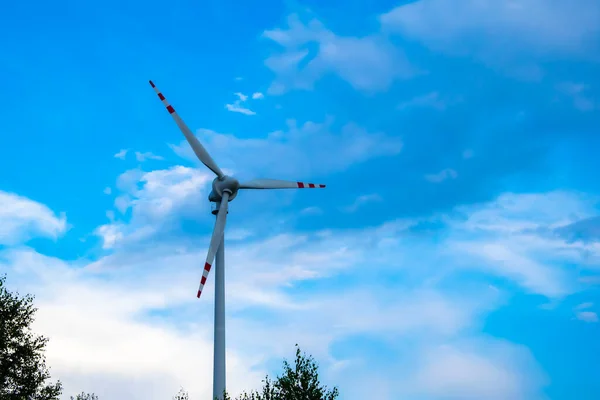 Větrná Farma Větrný Mlýn Elektrický Generátor Čistá Ekologická Obnovitelná Energie — Stock fotografie