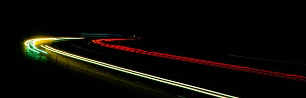 Estrada Noite Exposição Longa Das Luzes Dos Carros Estrada Noite — Fotografia de Stock