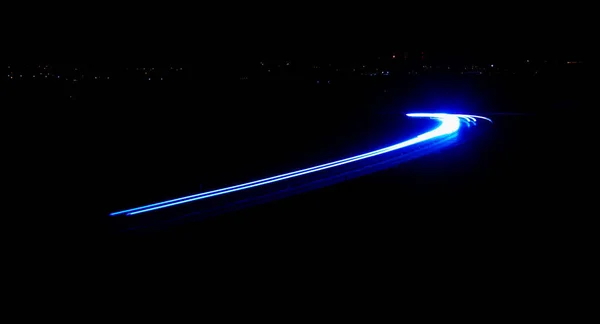 Luces Carretera Nocturnas Luces Coches Movimiento Por Noche Larga Exposición —  Fotos de Stock