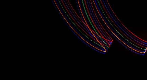 Φωτεινές Πολύχρωμες Κυματοειδείς Γραμμές Μαύρο Φόντο — Φωτογραφία Αρχείου