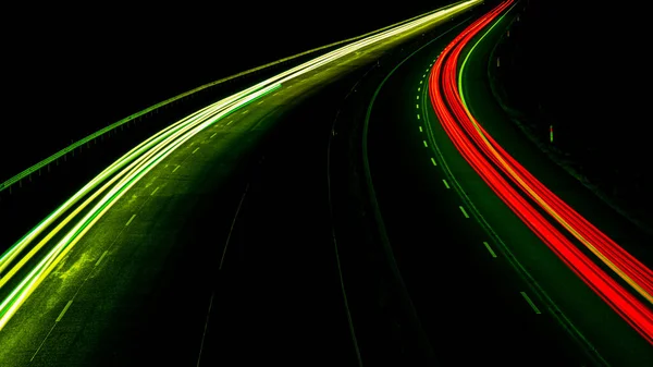 Luces Carretera Nocturnas Luces Coches Movimiento Por Noche Larga Exposición —  Fotos de Stock