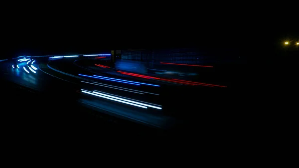 Night Road Lights Lights Moving Cars Night Long Exposure Red — Stock Photo, Image