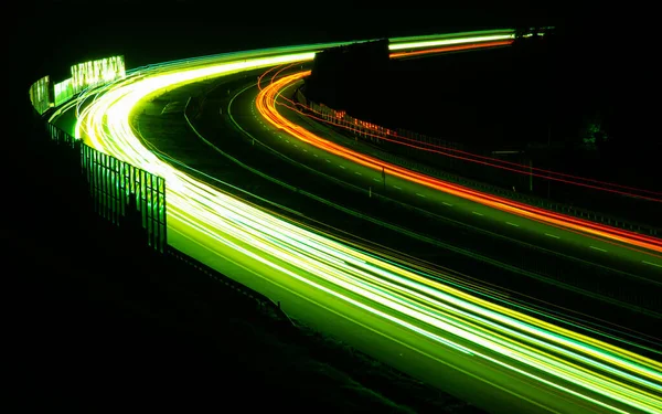 Night Road Lights Lights Moving Cars Night Long Exposure Red — Stock Photo, Image