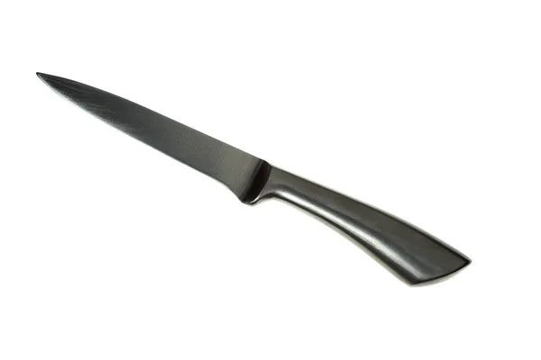 Cuchillo Cocina Brillante Acero Aislado Sobre Fondo Blanco — Foto de Stock