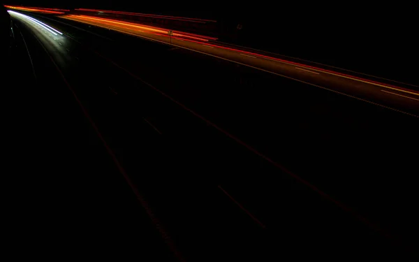 Luces Carretera Nocturnas Luces Coches Movimiento Por Noche Larga Exposición —  Fotos de Stock