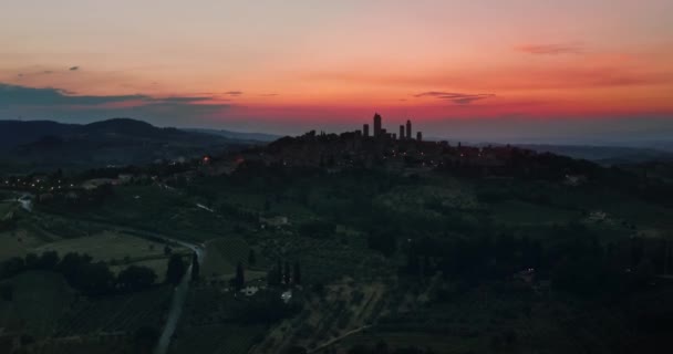 Drone Shot Aerial View Medieval Town San Gimignano Toscana Italy — 图库视频影像