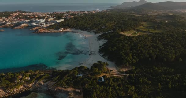 Cala Agulla Amazing Beach Mallorca Aerial View Drone Natural Landscape — Stock Video