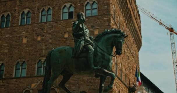 Estátua Equestre Cosme Medici Piazza Della Signoria Florença Firenze Toscana — Vídeo de Stock