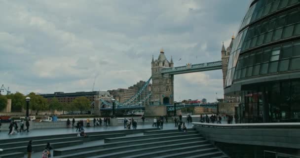 Mouvement Avec Cardan Jour Londres Tower Bridge Hôtel Ville Royaume — Video