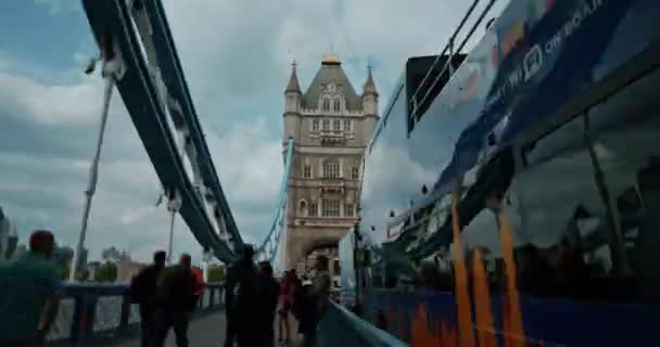 Schnelle Hyperlapse Bewegung Auf Der Tower Bridge London Großbritannien Zeitraffer — Stockvideo