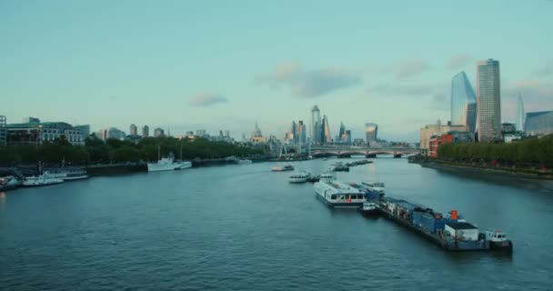 Timelapse Iconic London City Skyline River Thames Time Lapse Clouds — Video