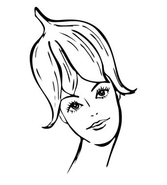 Kız portresi BlueBell Beyazın üstünde siyah