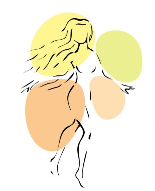 Parlak soyut arkaplanda çalışan kız çizgisi