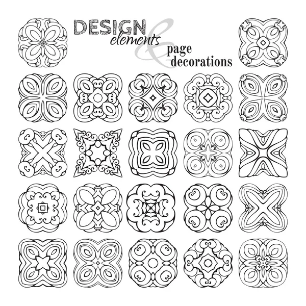 Set of square geometric ornaments. — Stock Vector