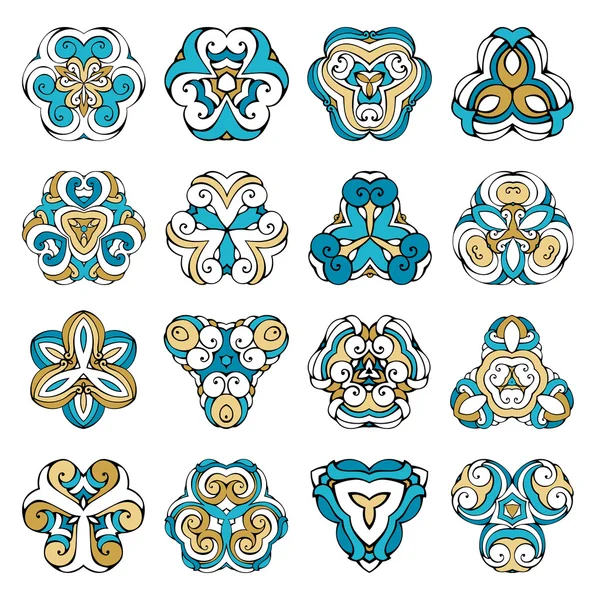 Serie vettoriale di ornamenti geometrici triangolari . — Vettoriale Stock