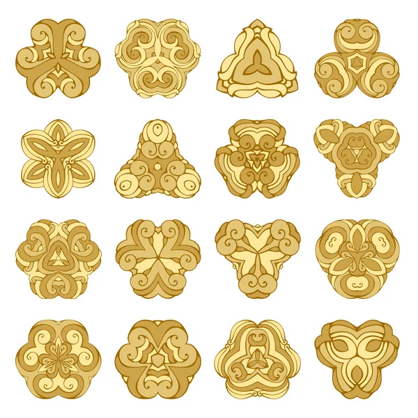 Mandalas ornamentais de ouro . — Vetor de Stock