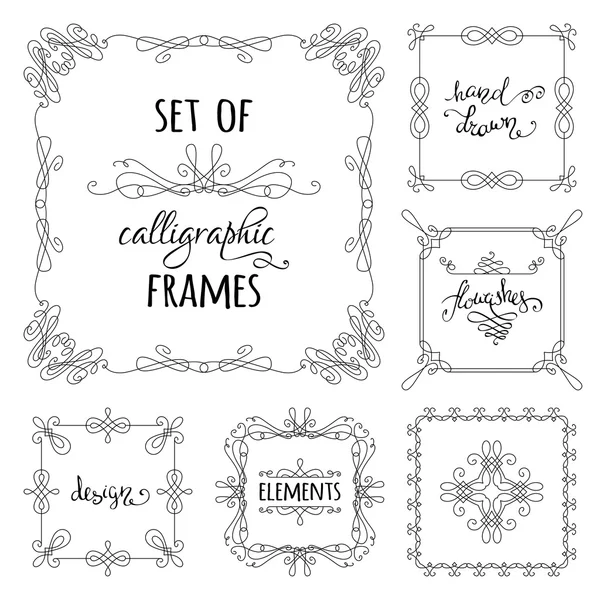 Vector set of hand-drawn calligraphic frames. — Stock Vector