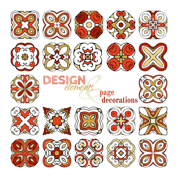 Set of square ornamental mandalas. — Stock Vector