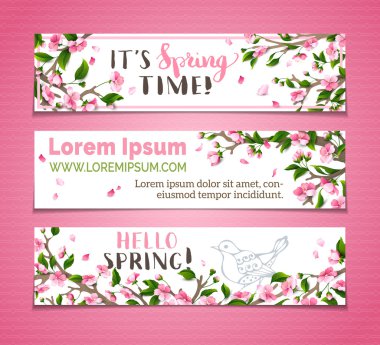 Vektör set yatay bahar afiş. 