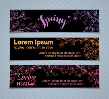 Vektör set yatay bahar afiş. 