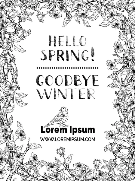 Black and white spring frame. — Stock Illustration Black and white spring frame. Royalty Free Stock Illustrations