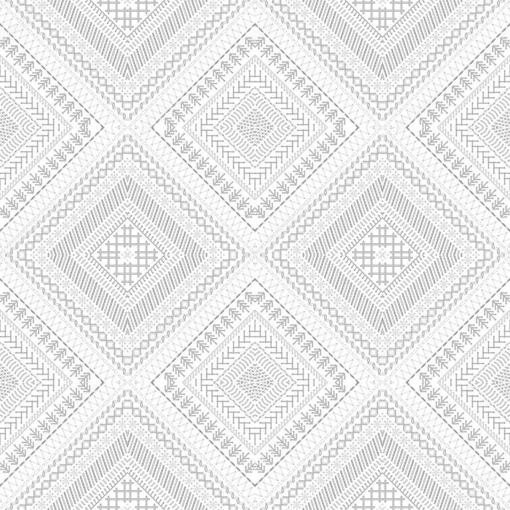 Seamless white ethnic pattern. 