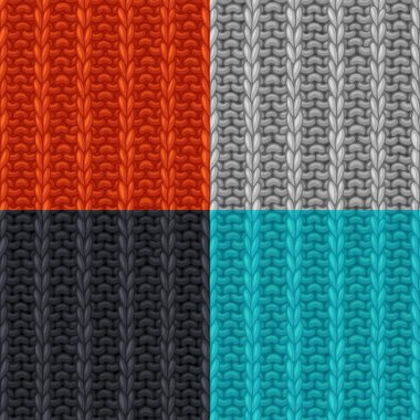 Örgü stilinde dikişsiz desenler vektör seti.