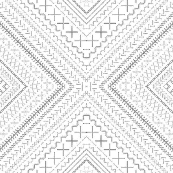 Patrón de bordado tribal blanco sin costura vectorial . — Archivo Imágenes Vectoriales