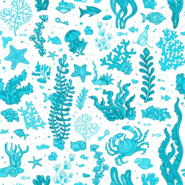  Mavi yaz sualtı desen.