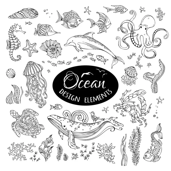 Underwater ocean design elements. — Stock Vector