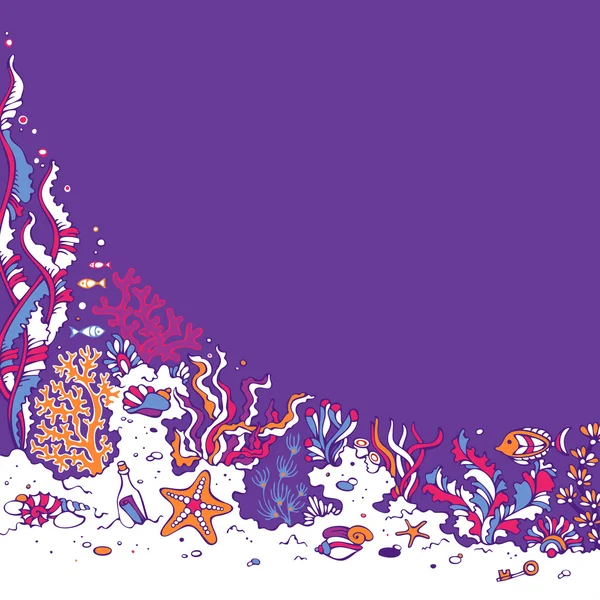 Yaz çizgi film deniz yaşamı arka plan.