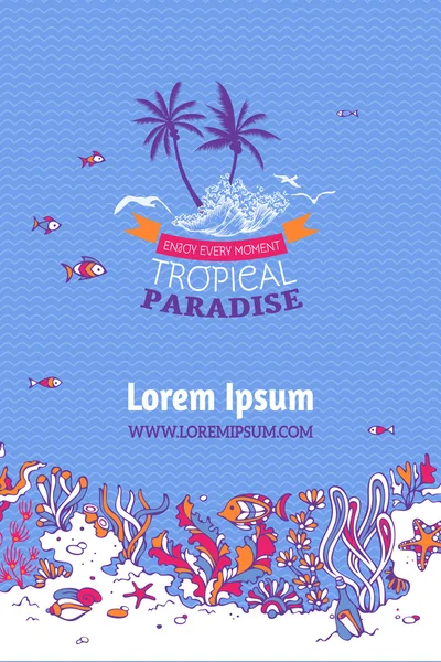 Fondo marino vector tropical . — Vector de stock