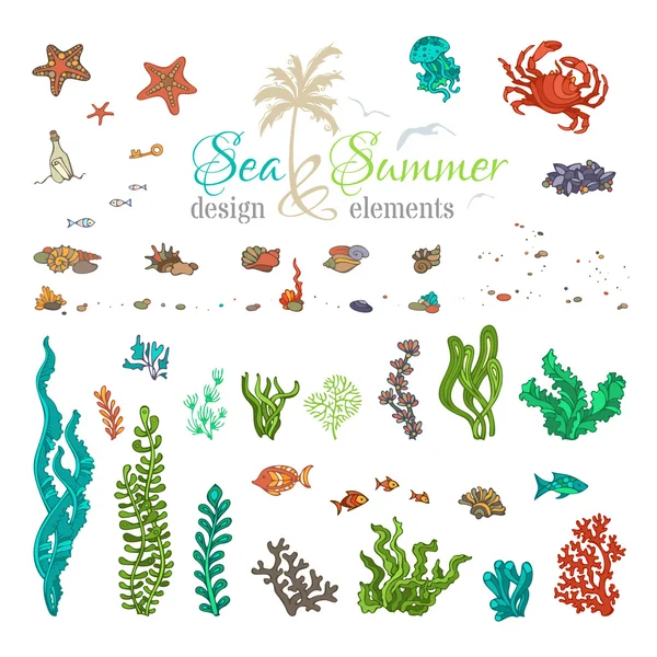 Vector set of underwater sea — Stock Vector