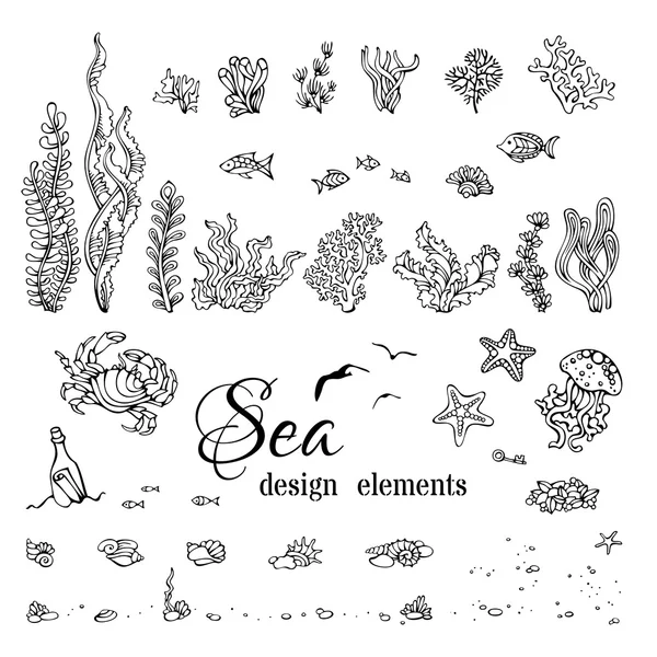 Vector set van onderwater mariene ontwerp — Stockvector