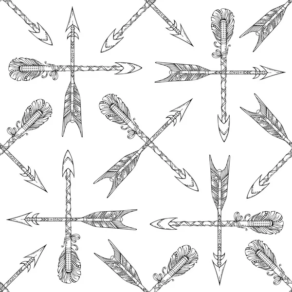 Schets Tribal pijlen naadloze patroon — Stockvector