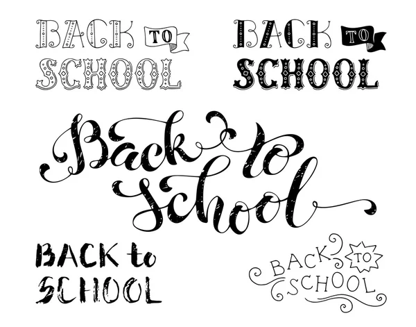 Set van terug naar school hand-belettering — Stockvector