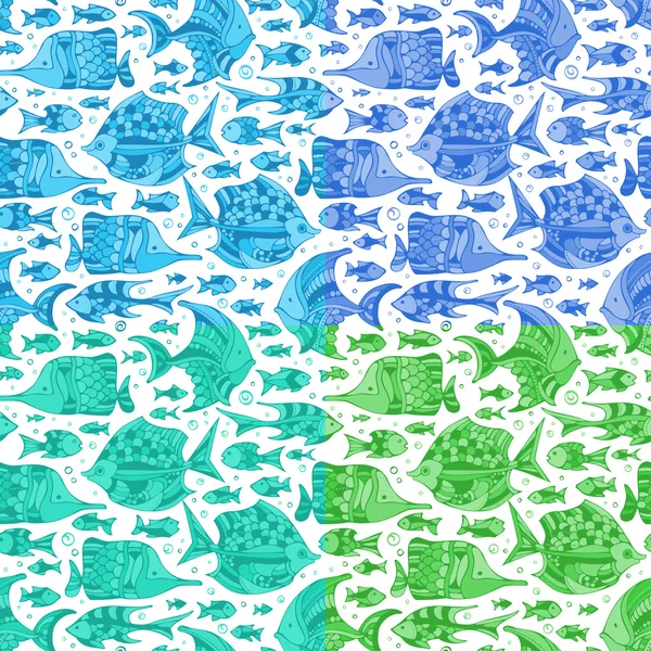 Conjunto de patrones de peces sin costura — Archivo Imágenes Vectoriales