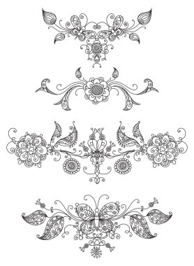 Çiçek sayfa bölücüler ve dekorasyon. 