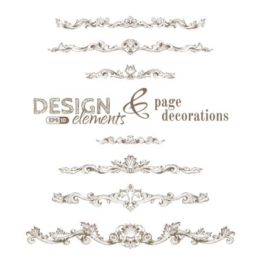 Vintage tasarım öğeleri ve sayfa süsleri. 